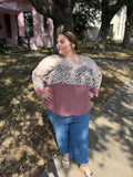 Umgee Leopard Color Block Top