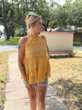 Mustard Floral Halter Top