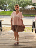 Blush & Mocha Tiered Mini Dress