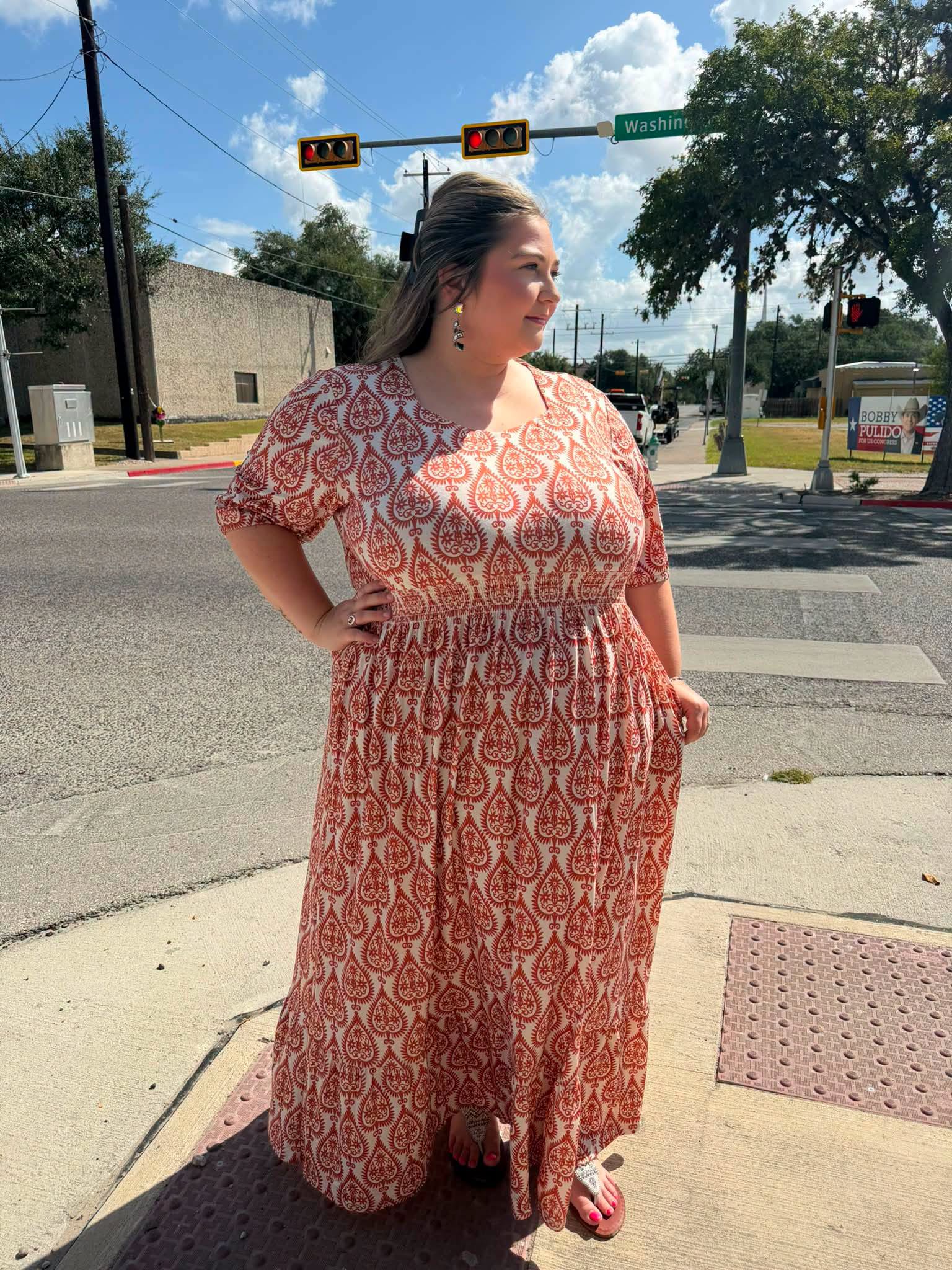 Orange Paisley Maxi Dress